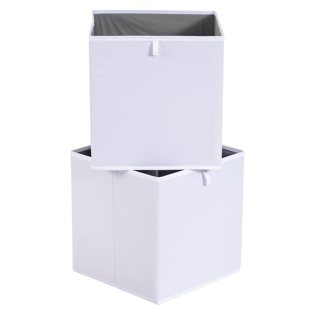 Amazon Basics Collapsible Closet Organizer Cube Storage Bins, Space-Saving Storage Baskets for Shelves, White, 10.5x10.5x11", 6-Pack