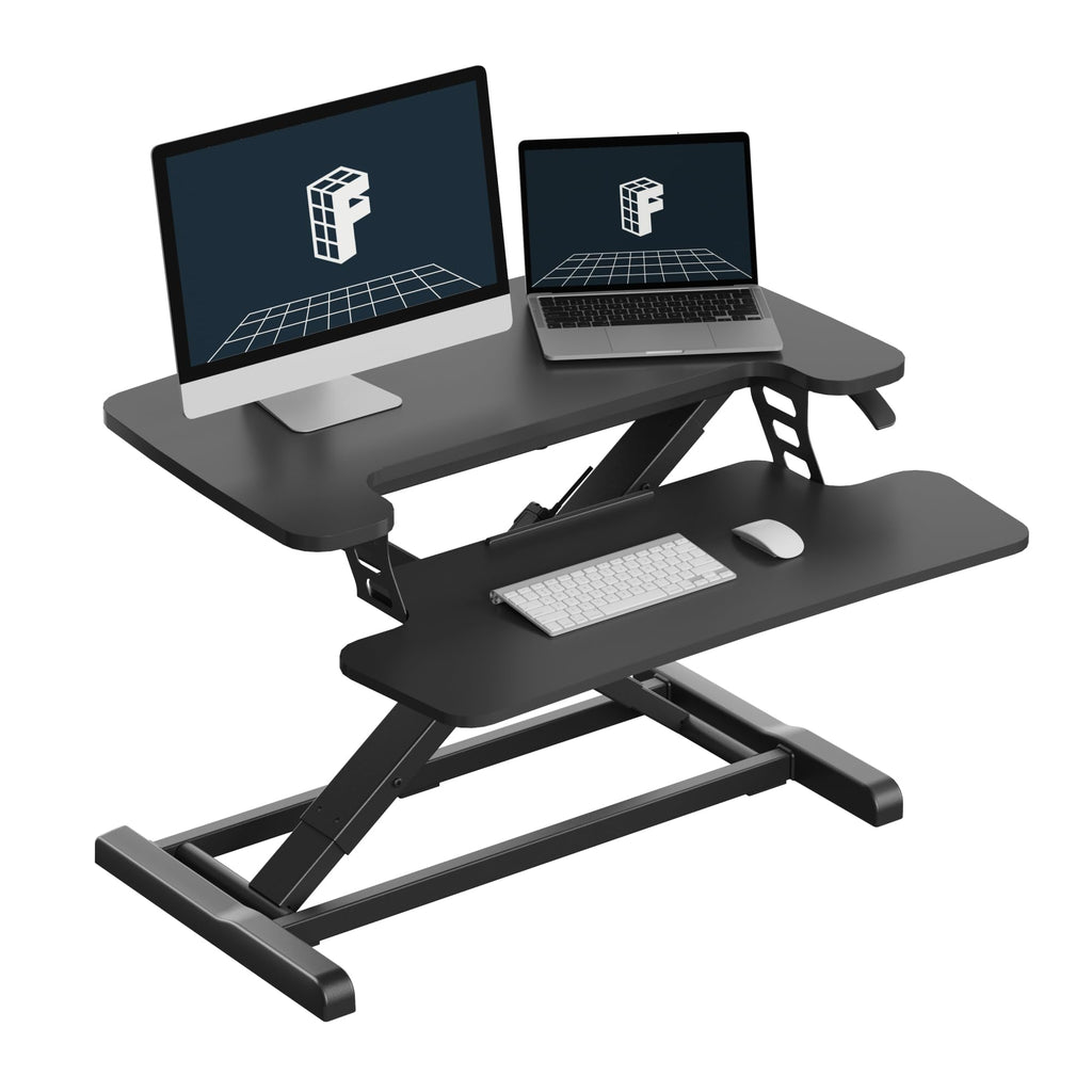 FLEXISPOT Standing Desk Converter 28" Desk Riser for Small Spaces, Compact Desktop Riser Sit Stand Computer Workstation, Stand Up Desk Converter for Laptop & Single Monitor, Black