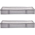 Amazon Basics Under Bed Storage Bags for Clothes and Blankets, Foldable Fabric Zipper Container with Clear Window and Reinforced Handles, Space Saving, 18 x 42 x 6 inches, Gray, 2-Pack