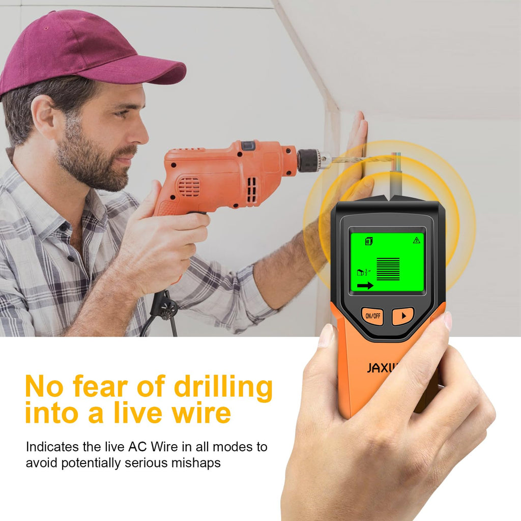 Stud Finder Wall Scanner - 5 in 1 Stud Finder Tool w/Smart Chip and HD LCD Display, Stud Detector Beam Finders for the Center and Edge of Wood AC Wire Metal Studs Joist Pipe (Onion)