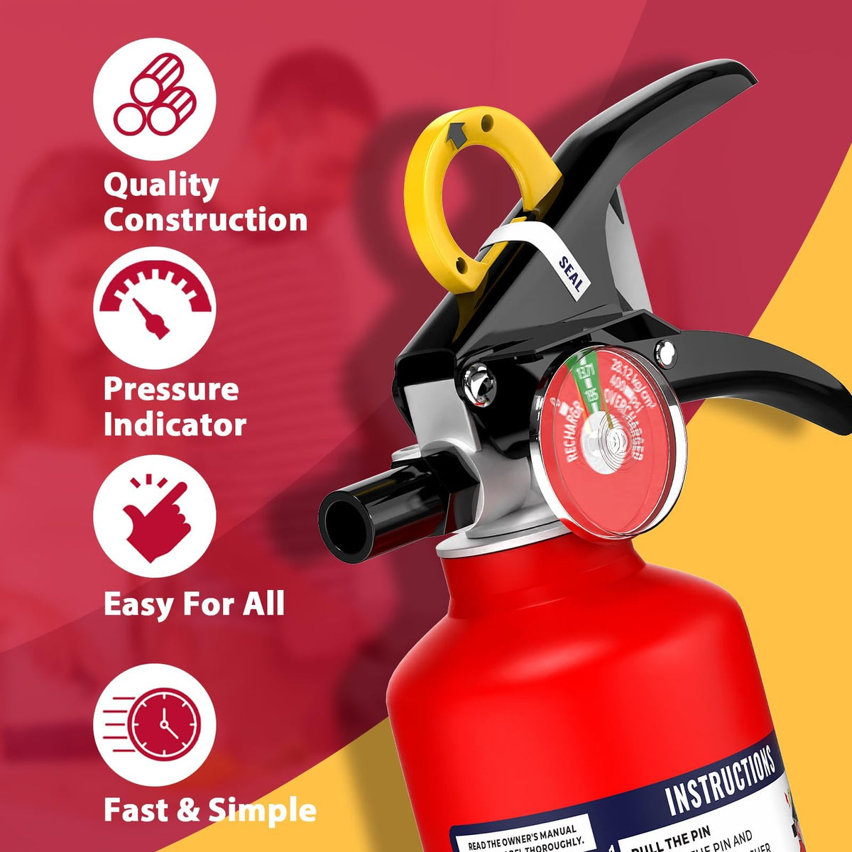 Ougist Signature ABC Fire Extinguisher for Home, 2.5 lb, 1 Pack