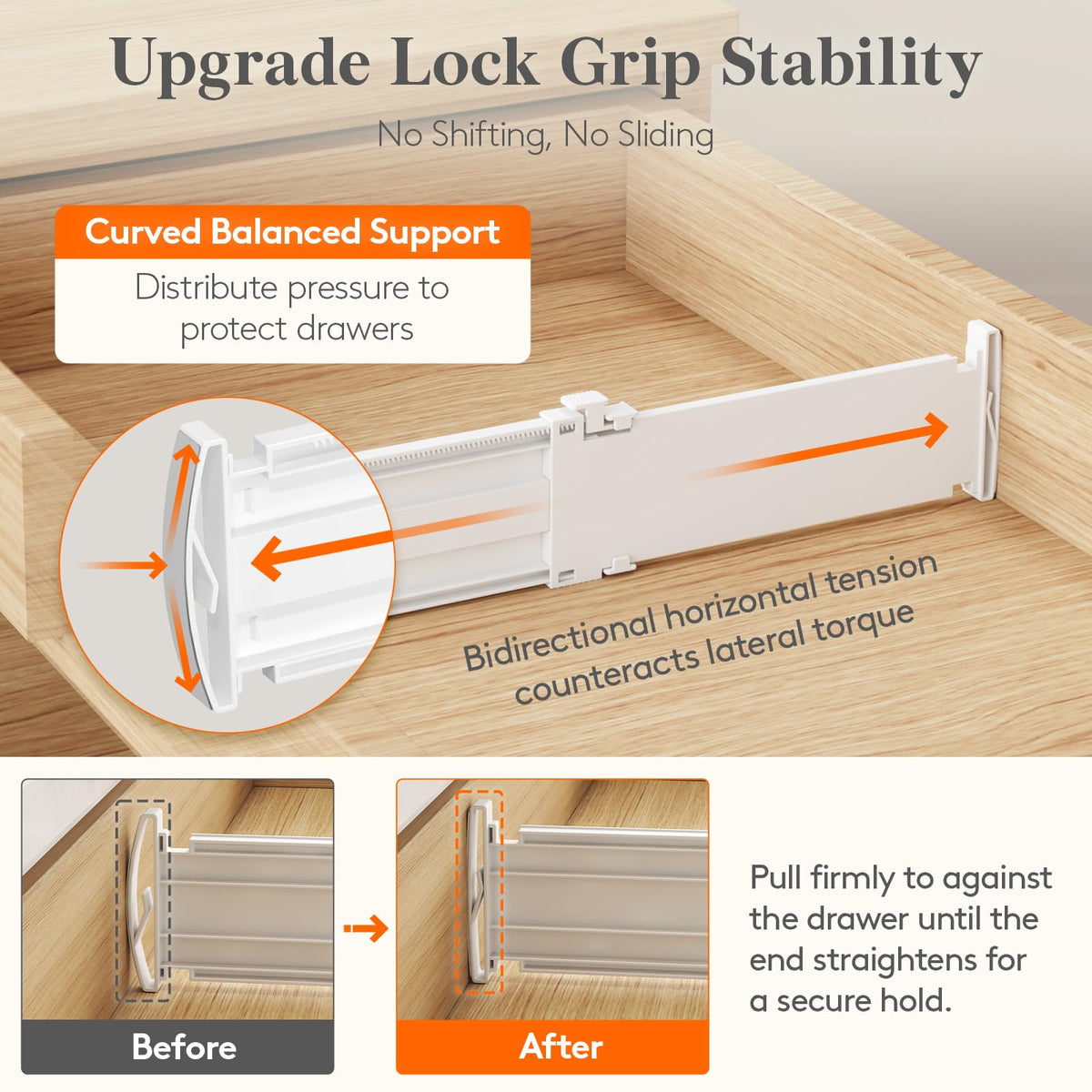 Lifewit 3.2" High Drawer Dividers for Clothes, Adjustable Drawer Organizers