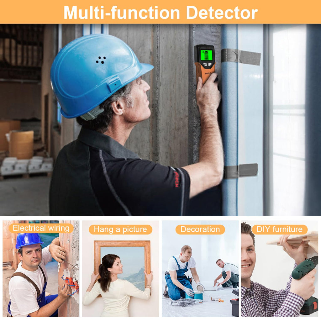 Stud Finder Wall Scanner - 5 in 1 Stud Finder Tool w/Smart Chip and HD LCD Display, Stud Detector Beam Finders for the Center and Edge of Wood AC Wire Metal Studs Joist Pipe (Onion)