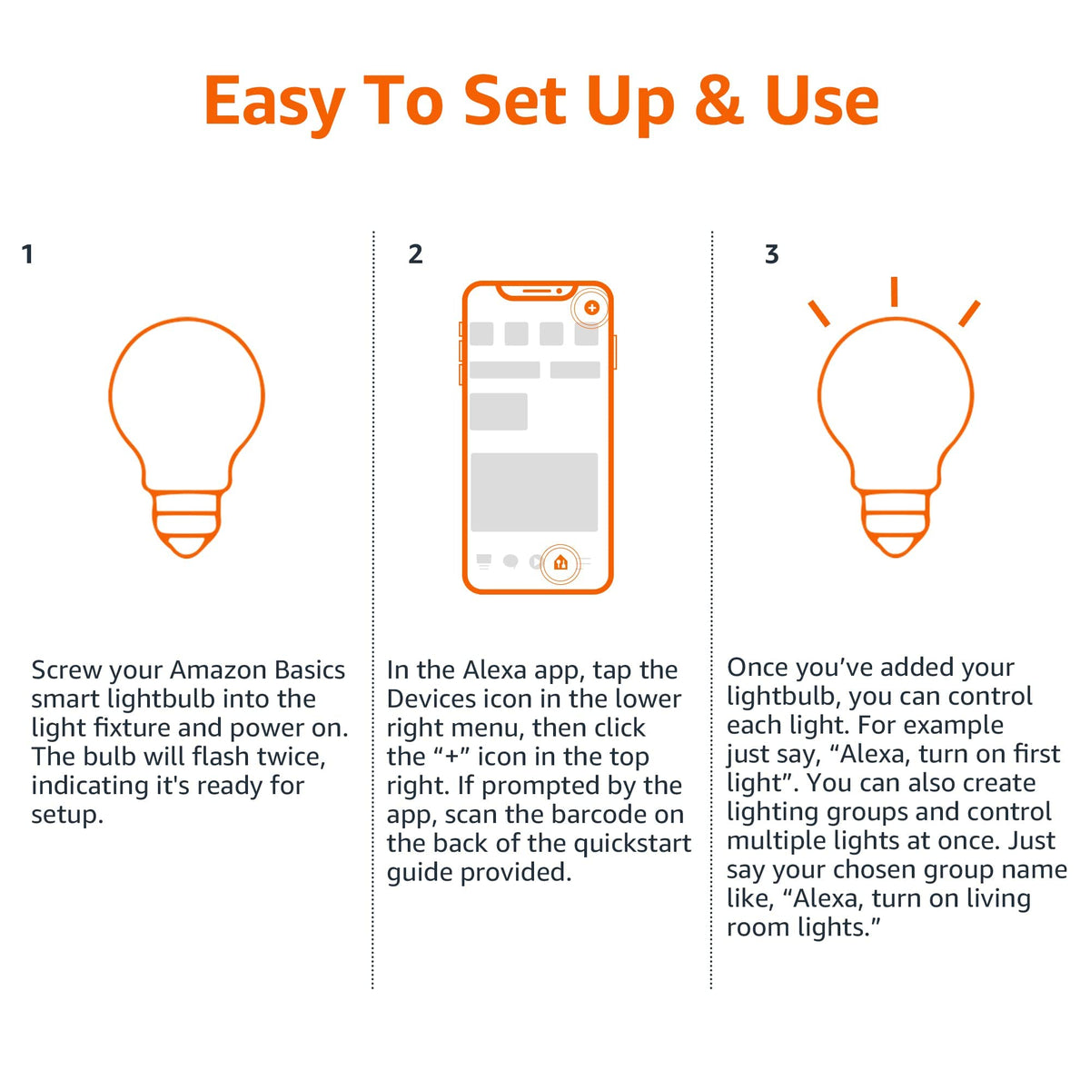Amazon Basics Smart A19 LED Light Bulb, Color Changing, 9W (60W Equivalent), 800LM, Compatible with Alexa Only, WiFi 2.4 GHz, No Hub Required, Mood Lighting, Energy Efficient, 2-Pack