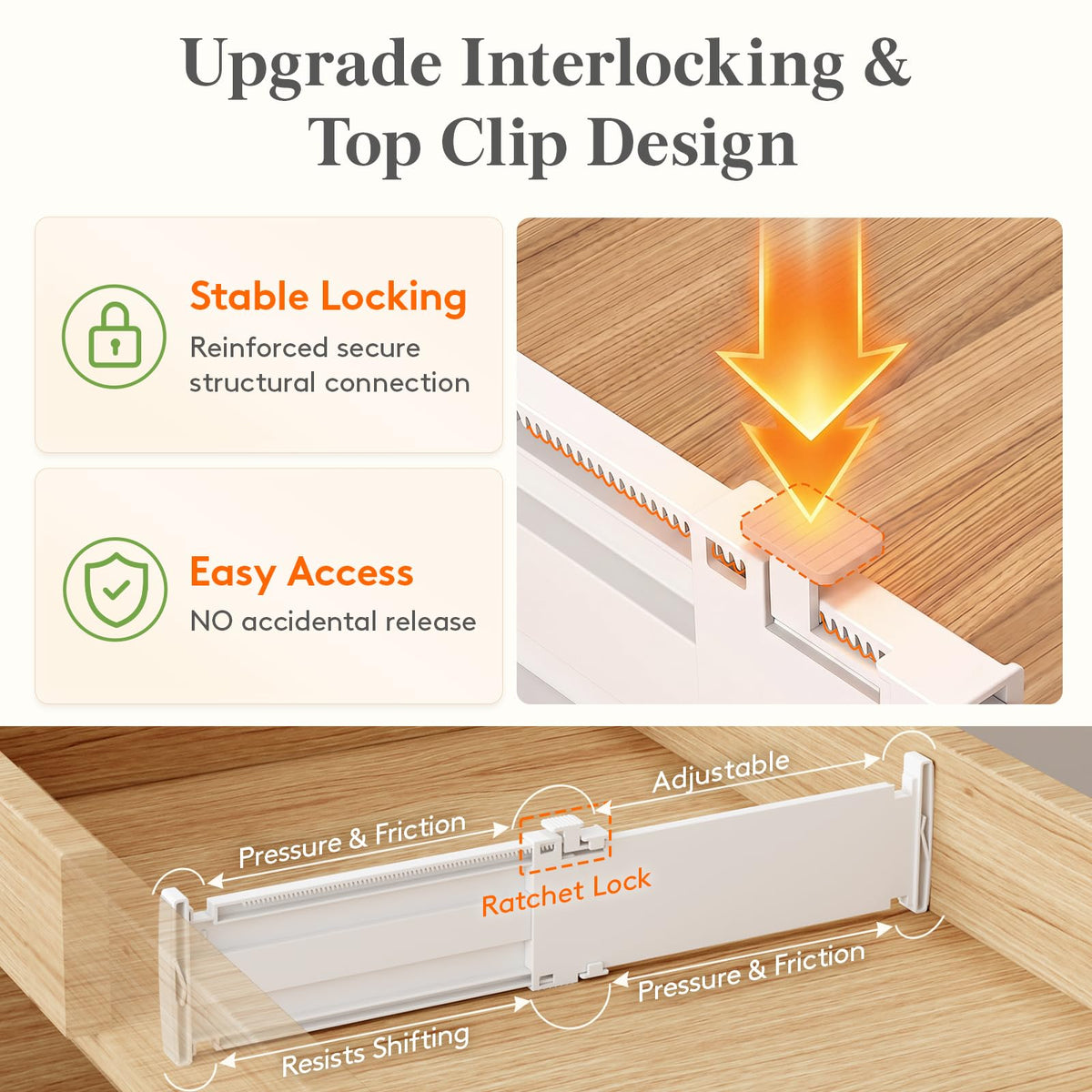 Lifewit 3.2" High Drawer Dividers for Clothes, Adjustable Drawer Organizers