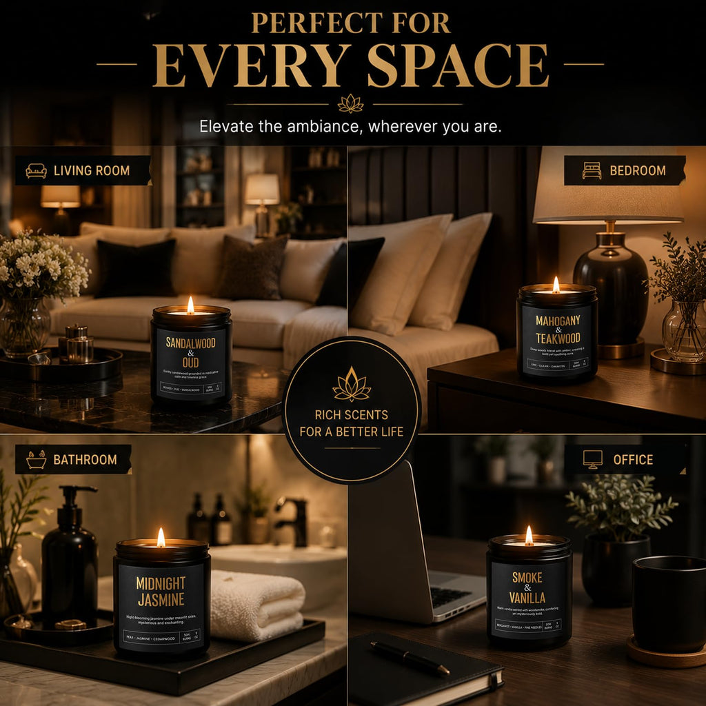 Yinuo Candle Scented Candles for Men, 4-Pack 36 oz Soy Wax Gift Set