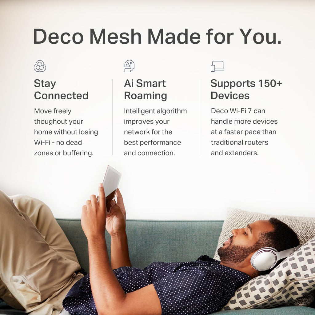 Deco 7 Dual-Band BE5000 WiFi 7 Mesh Wi-Fi System 4-Stream 5 Gbps, 240 Mhz