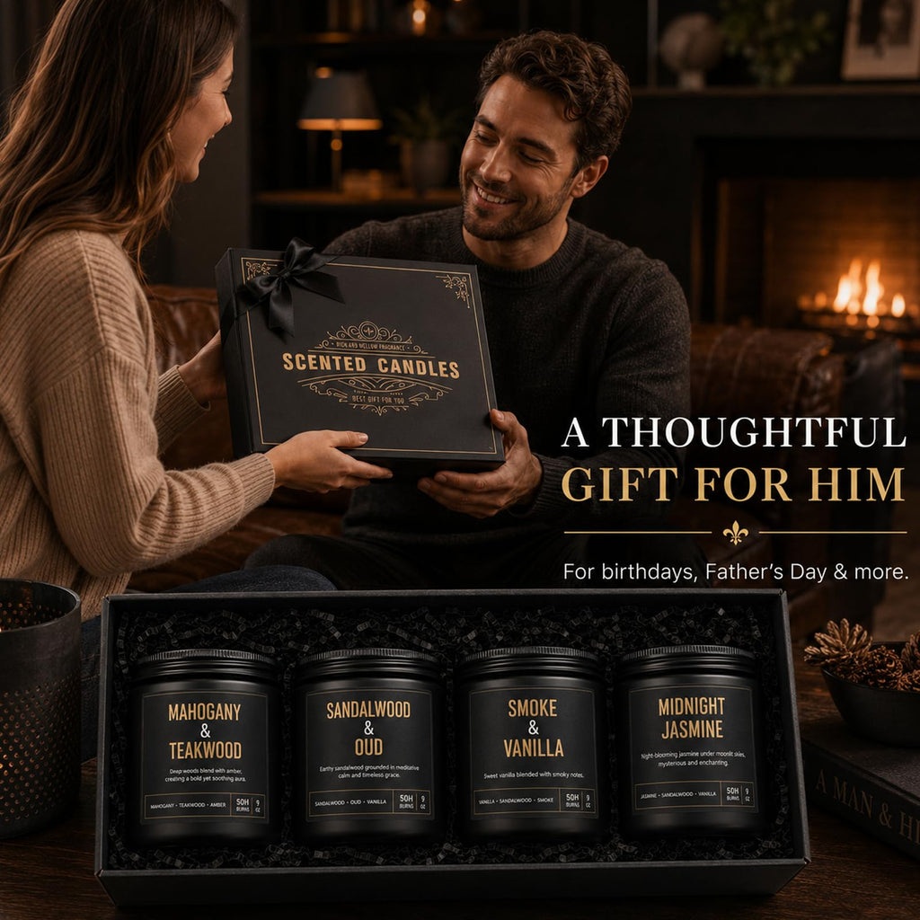 Yinuo Candle Scented Candles for Men, 4-Pack 36 oz Soy Wax Gift Set