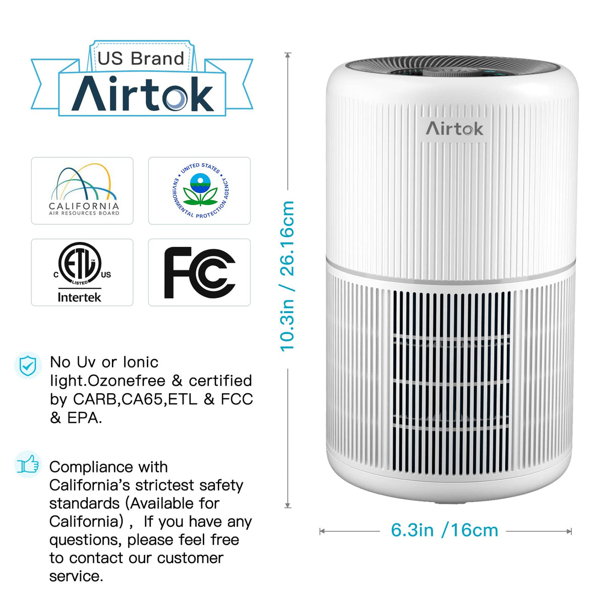 2 Pack Air Purifier for Home Bedroom with H13 True HEPA Filter for Smoke, Smokers, Dust, Odors, Pollen, Pet Dander | Quiet 99.9% Removal to 0.1 Microns | White Available for California