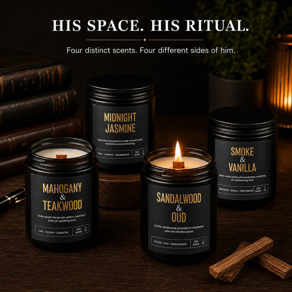 Yinuo Candle Scented Candles for Men, 4-Pack 36 oz Soy Wax Gift Set