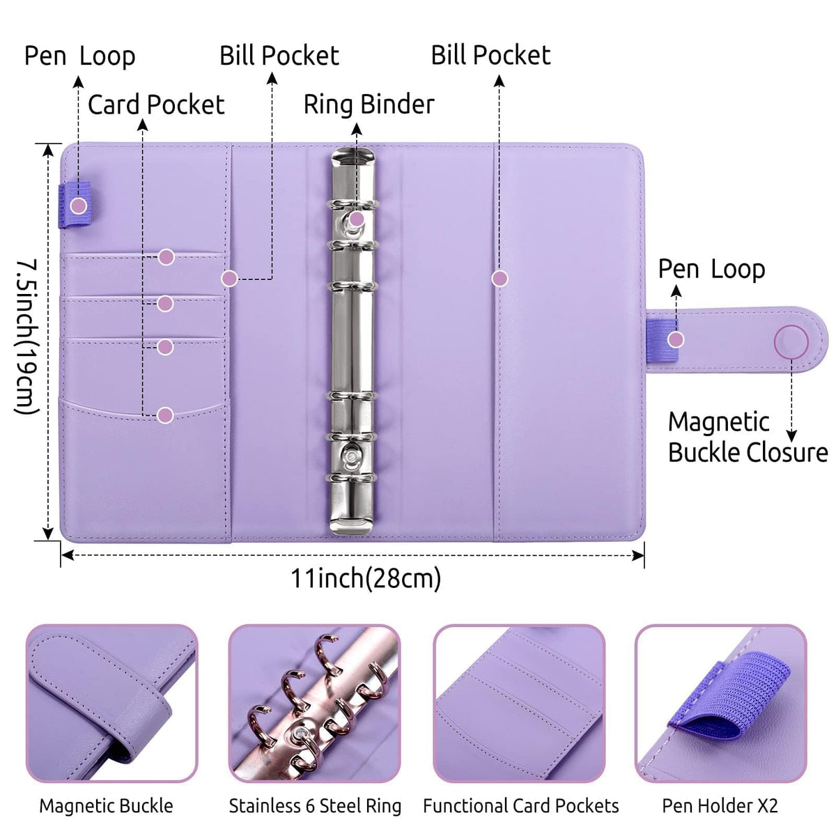 SKYDUE Budget Binder, Money Saving Binder with Zipper Envelopes, Cash Envelopes and Expense Budget Sheets for Budgeting