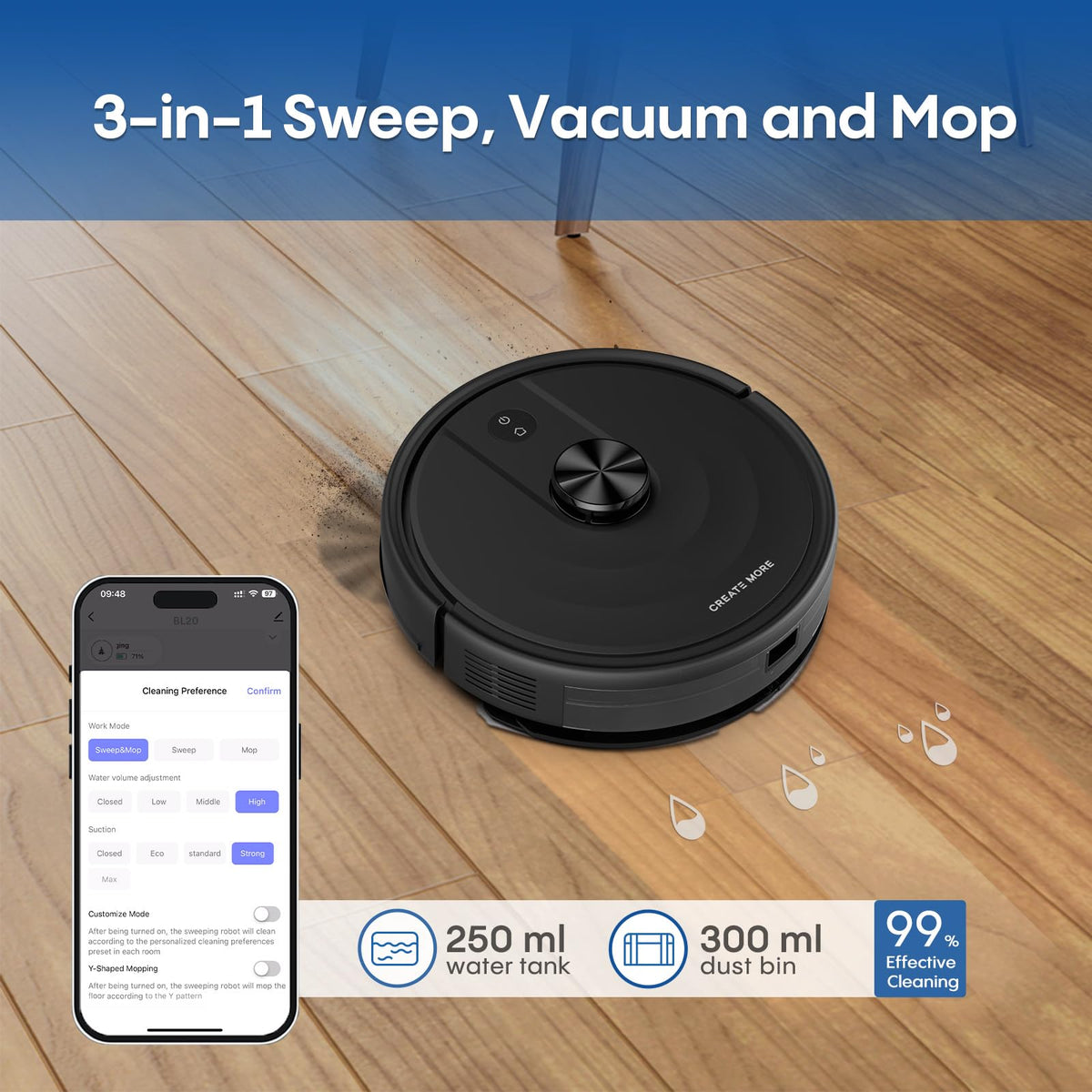 Bagotte Robot Vacuum and Mop, 6000Pa Robot Vacuums Cleaner with Self-Emptying, 90 Days Hands-Free, LiDAR Navigation, Fast Home Mapping for Pet Hair, Hard Floors