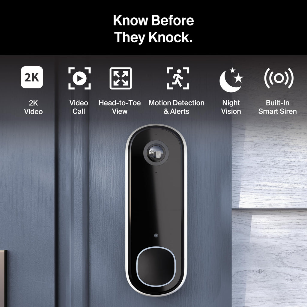 Arlo Video Doorbell 2K (2nd Gen) Wireless or Wired - 1-Cam