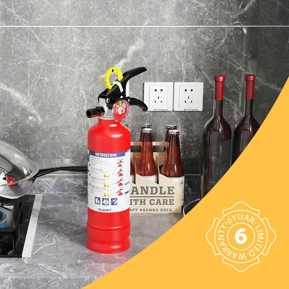 Ougist Signature ABC Fire Extinguisher for Home, 2.5 lb, 1 Pack