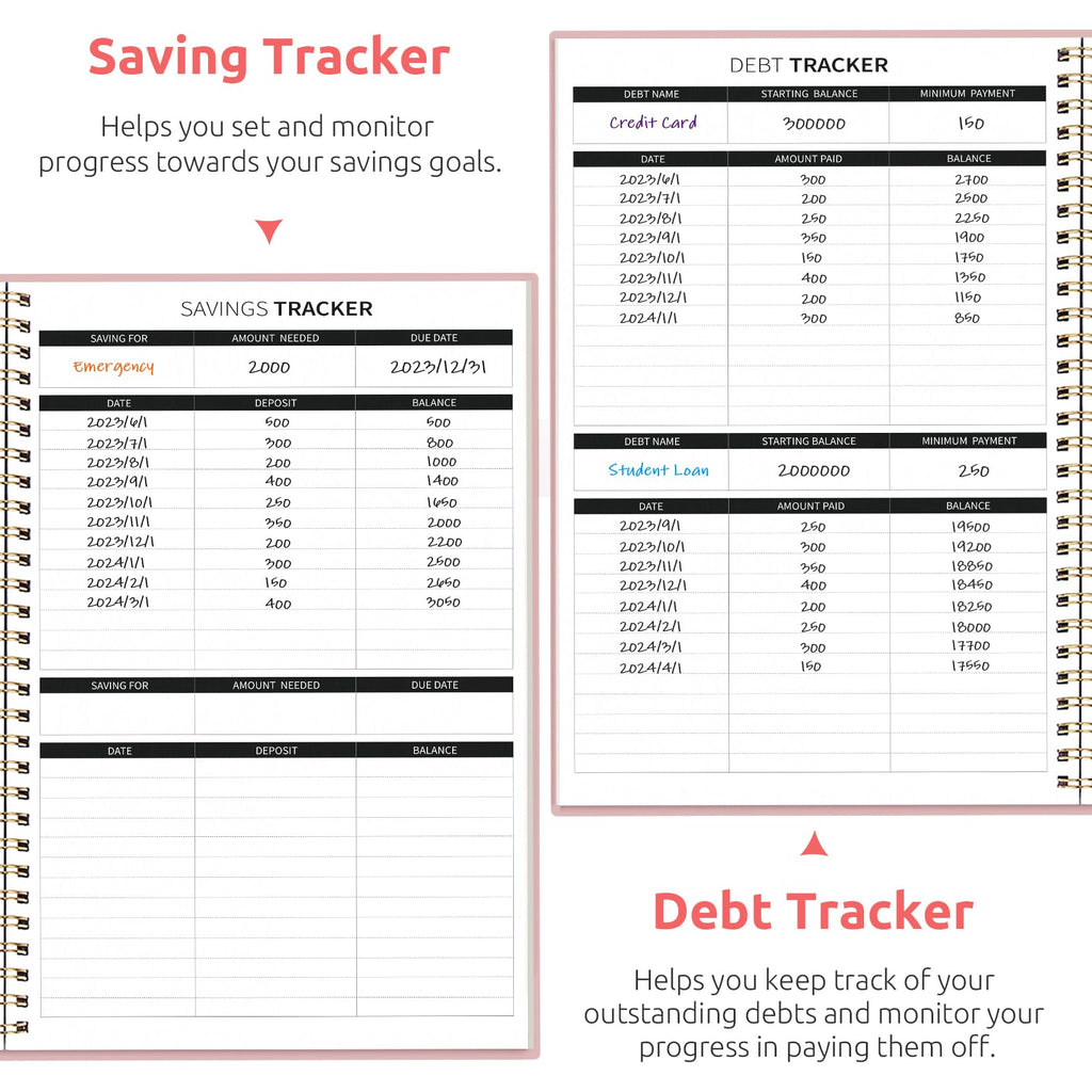 Taja Budget Planner, Undated Budget Book with Expense Tracker, 6.9" x 9.9"