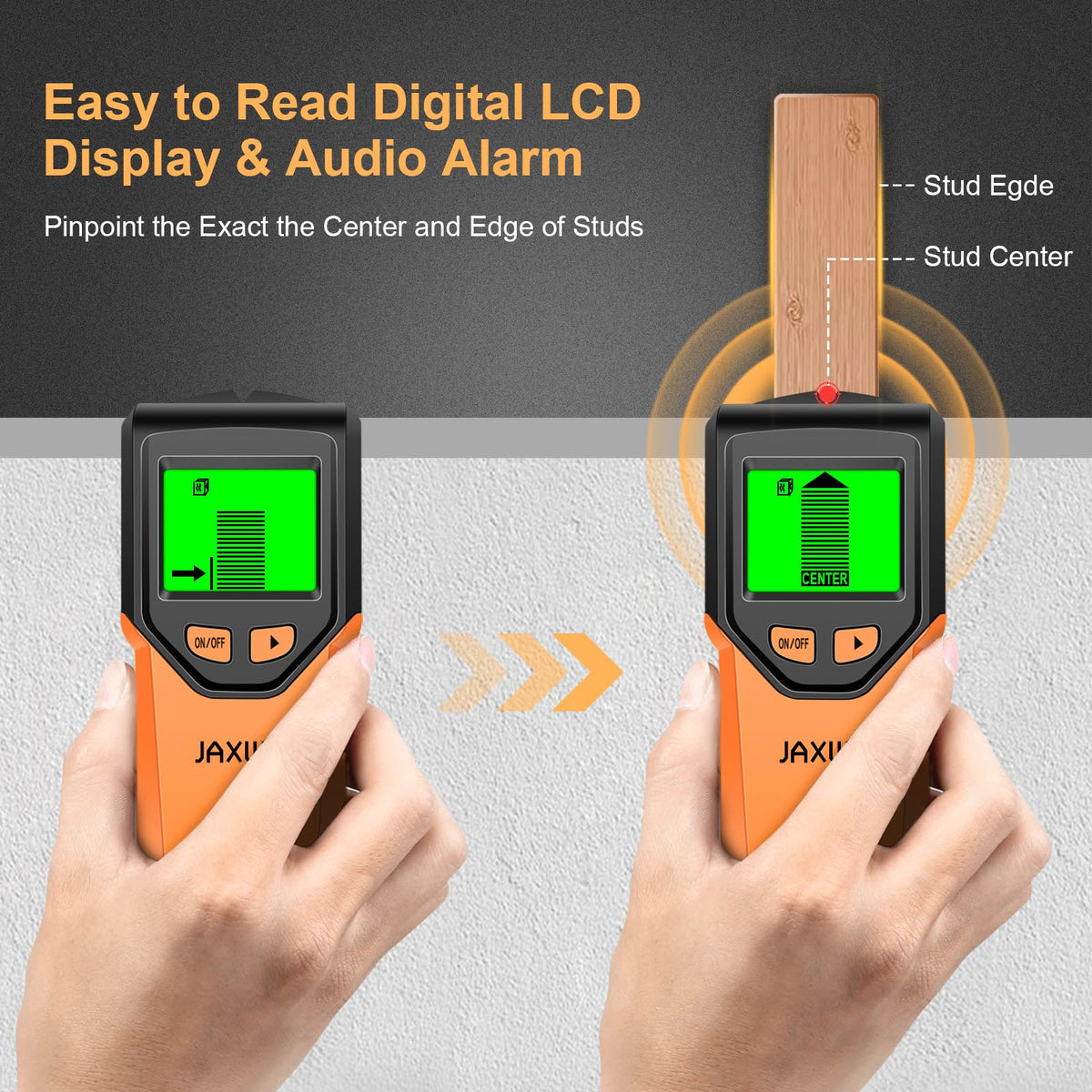 Stud Finder Wall Scanner - 5 in 1 Stud Finder Tool w/Smart Chip and HD LCD Display, Stud Detector Beam Finders for the Center and Edge of Wood AC Wire Metal Studs Joist Pipe (Onion)