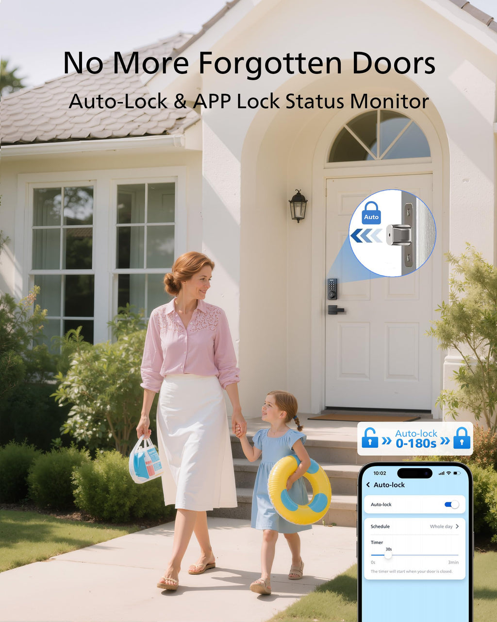 Philips WiFi Keypad Door Lock with Handle, Built-in WiFi, APP Remote Control, Voice & Fingerprint Unlock, Smart Locks for Front Door with Auto Lock, Digital Front Door Lock Set, Keyless Entry Deadbolt