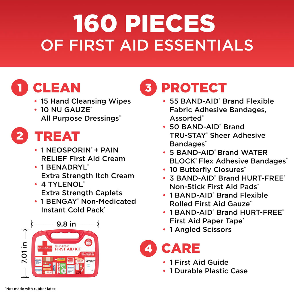 BAND-AID Brand All-Purpose Portable Compact First Aid Kit, 160 Piece