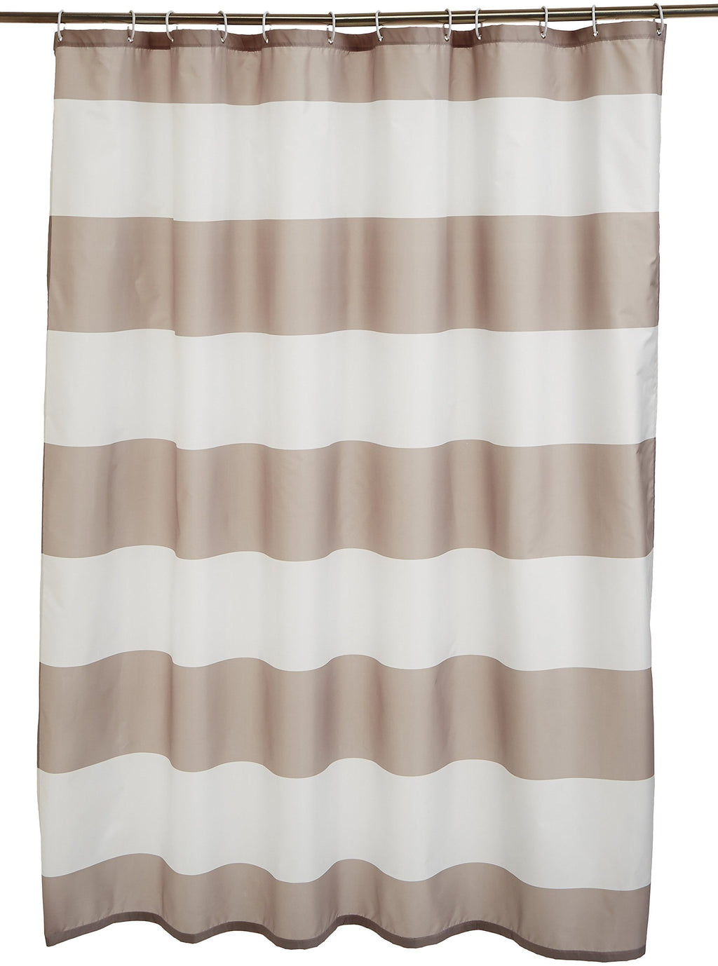 Amazon Basics Bathroom Shower Curtain, Water Resistant Fabric with Rust Proof Grommets & Hooks, Weighted Hem, Machine Washable, 72"x72", Light Brown, Beige