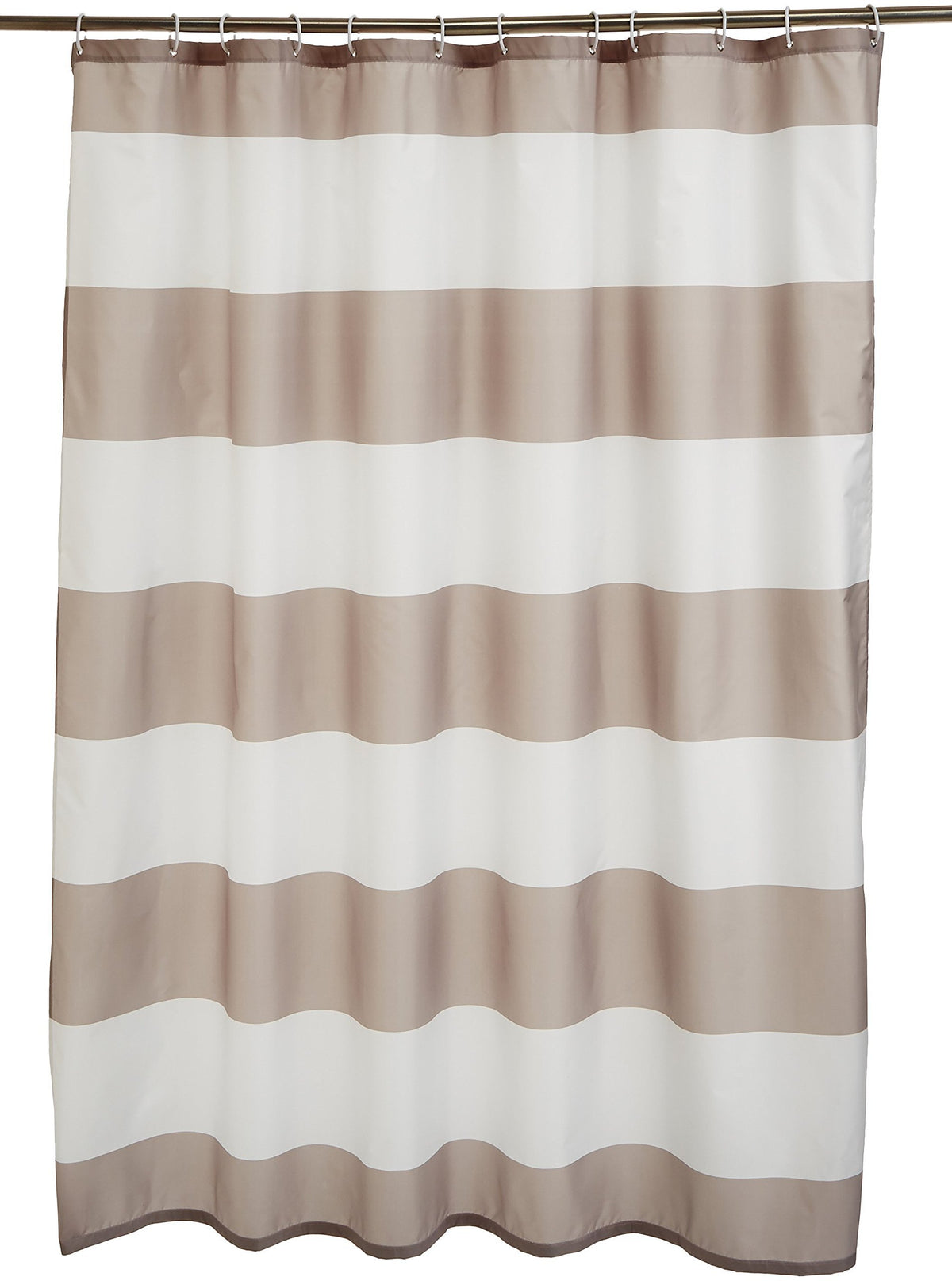 Amazon Basics Bathroom Shower Curtain, Water Resistant Fabric with Rust Proof Grommets & Hooks, Weighted Hem, Machine Washable, 72"x72", Light Brown, Beige