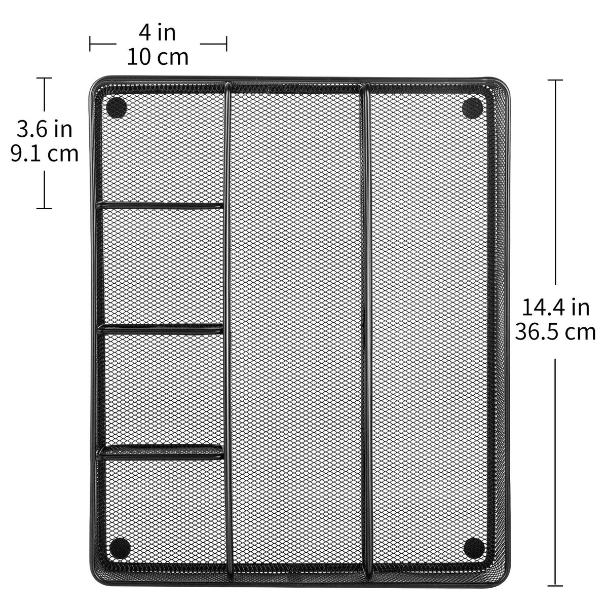 Amazon Basics Metal Mesh Desk Organizer with 6 Compartments, Anti-Slip Pen Holder Storage Tray for Office Supplies and Home, Black